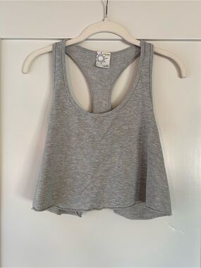 Offline by Aerie Gray Racerback Cropped Tank Top